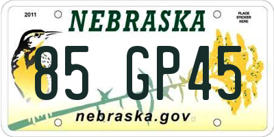 NE license plate 85GP45