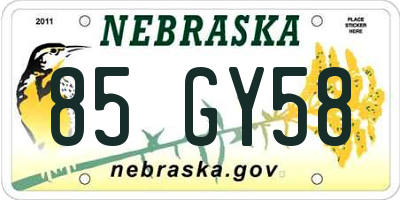 NE license plate 85GY58