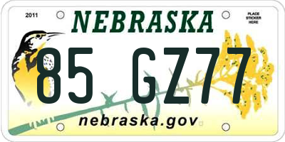 NE license plate 85GZ77