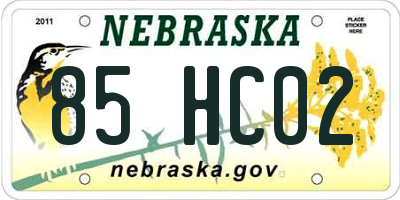 NE license plate 85HC02
