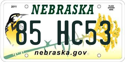 NE license plate 85HC53