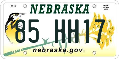 NE license plate 85HH17
