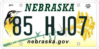 NE license plate 85HJ07