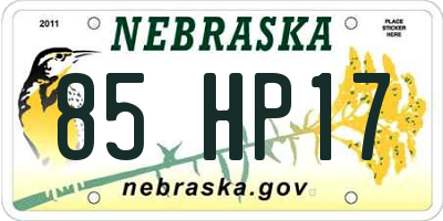 NE license plate 85HP17