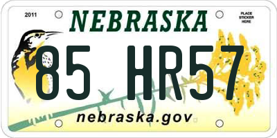 NE license plate 85HR57