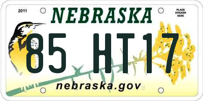 NE license plate 85HT17