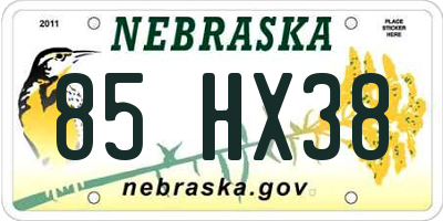 NE license plate 85HX38