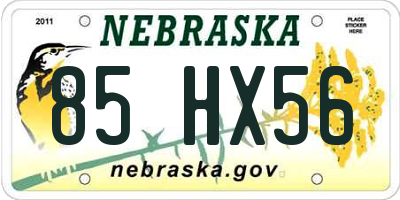 NE license plate 85HX56