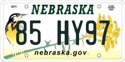 NE license plate 85HY97