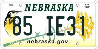 NE license plate 85IE31