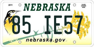 NE license plate 85IE57