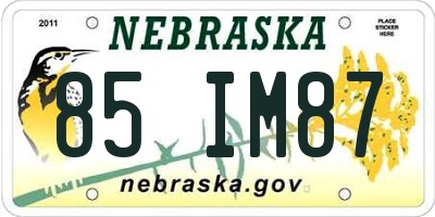 NE license plate 85IM87