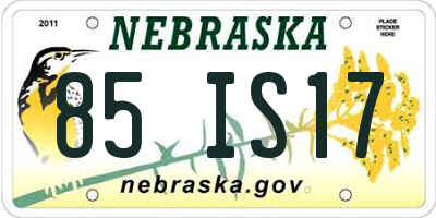 NE license plate 85IS17