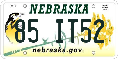 NE license plate 85IT52