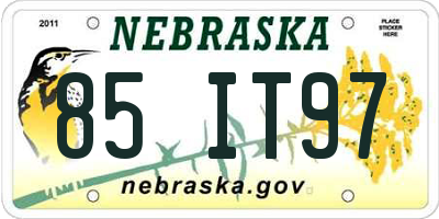 NE license plate 85IT97