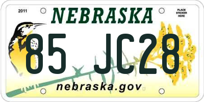NE license plate 85JC28