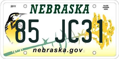 NE license plate 85JC31