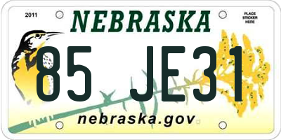 NE license plate 85JE31