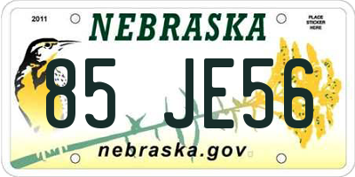 NE license plate 85JE56