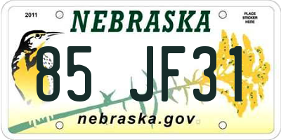 NE license plate 85JF31