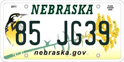 NE license plate 85JG39
