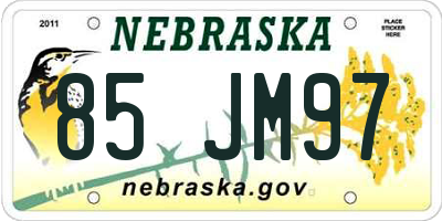 NE license plate 85JM97