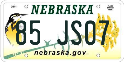 NE license plate 85JS07