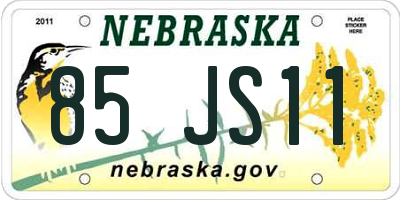 NE license plate 85JS11