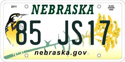 NE license plate 85JS17