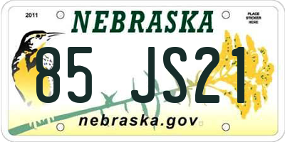 NE license plate 85JS21