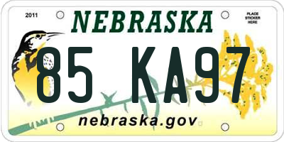 NE license plate 85KA97