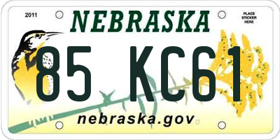 NE license plate 85KC61