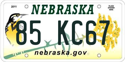NE license plate 85KC67