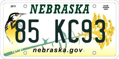 NE license plate 85KC93
