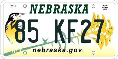 NE license plate 85KF27