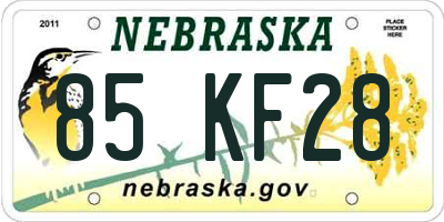 NE license plate 85KF28