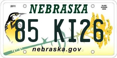 NE license plate 85KI26