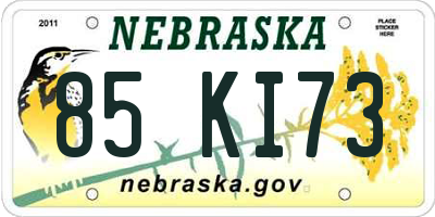 NE license plate 85KI73