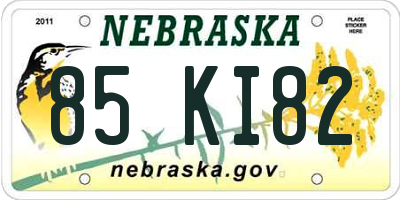 NE license plate 85KI82