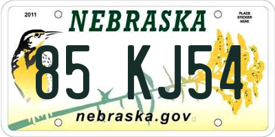 NE license plate 85KJ54