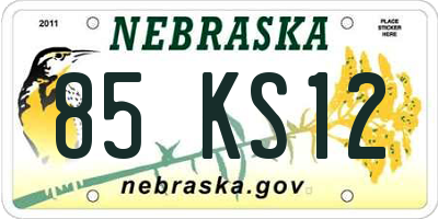 NE license plate 85KS12