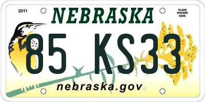 NE license plate 85KS33