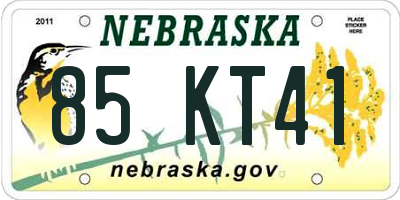 NE license plate 85KT41