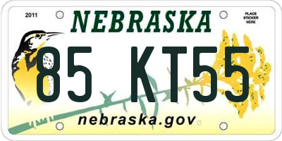NE license plate 85KT55