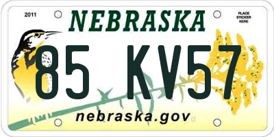 NE license plate 85KV57