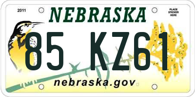 NE license plate 85KZ61