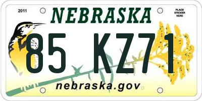 NE license plate 85KZ71