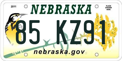 NE license plate 85KZ91