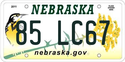 NE license plate 85LC67