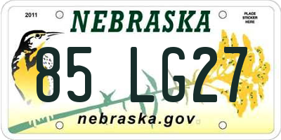 NE license plate 85LG27